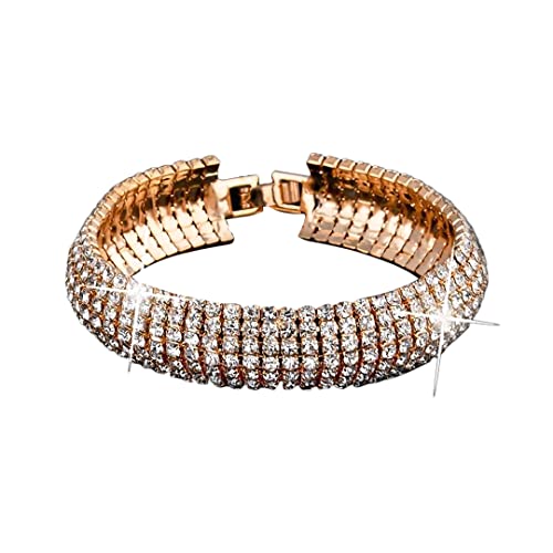 MGJ™ Fünfreihiges Armband mit Swarovski-Kristallen für Damen im Pavé-Design | Hypoallergenes Schmuckgeschenk für sie in hochwertiger weißer Geschenkbox & Beutel & Weihnachtskarte (Roségold) von Mia Grace Jewellery