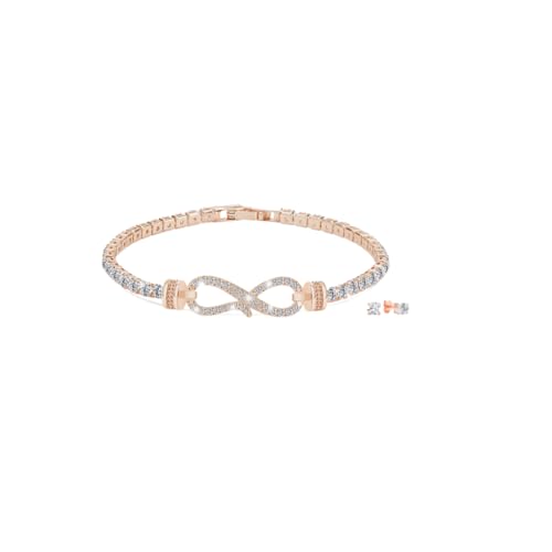 MGJ™ Infinity Pavé Armband- und Ohrring-Set für Damen mit Swarovski-Kristallen | Hypoallergenes Schmuckgeschenk für sie in hochwertiger weißer Geschenkbox und Tasche und Weihnachtskarte (Roségold) von Mia Grace Jewellery