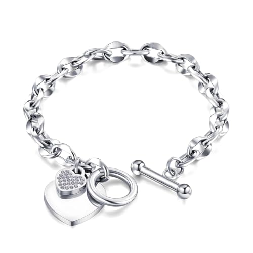 MGJ™ Knebelarmband mit Swarovski-Kristallen in Herzform für Damen, hypoallergenes Schmuckgeschenk in Silber, Gold oder Roségold, inklusive hochwertiger weißer Geschenkbox, Tasche und Weihnachtskarte von Mia Grace Jewellery