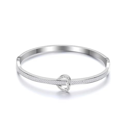 MGJ™ Love Forever Charm-Armreif für Damen mit Swarovski-Kristallen | Präsentiert in einem weißen Weihnachtsknallbonbon für eine festliche Note | Hypoallergenes Schmuckgeschenk für sie (Silber) von Mia Grace Jewellery