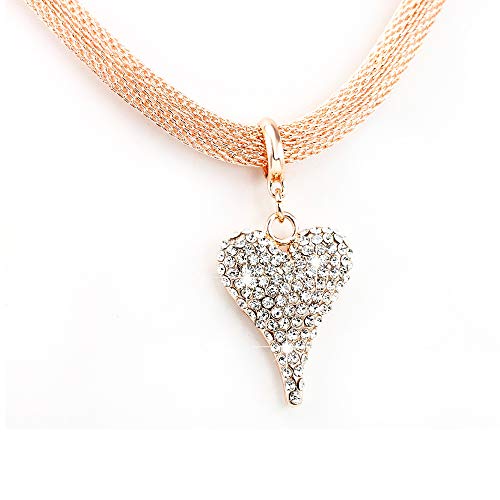 MGJ™ Roségoldenes Schlangenketten-Halsband mit Swarovski-Kristall-Herzanhänger | Hypoallergenes Schmuckgeschenk für Frauen | Inklusive hochwertiger weißer Geschenkbox und Tasche von Mia Grace Jewellery