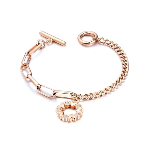 MGJ™ Swarovski-Kristall-Armband mit Herzanhänger für Damen | Präsentiert in einem festlichen weißen Weihnachtsknallbonbon | Hypoallergenes Schmuckgeschenk für sie (Roségold) von Mia Grace Jewellery