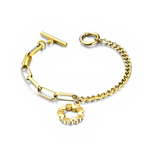 MGJ™ Swarovski-Kristall-Armband mit Herzanhänger und Knebelverschluss für Damen | Präsentiert in einem festlichen weißen Weihnachtsknallbonbon | Hypoallergenes Schmuckgeschenk für sie (Gold) von Mia Grace Jewellery