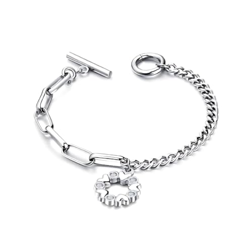 MGJ™ Swarovski-Kristall-Armband mit Herzanhänger und Knebelverschluss für Damen | Präsentiert in einem festlichen weißen Weihnachtsknallbonbon | Hypoallergenes Schmuckgeschenk für sie (Silber) von Mia Grace Jewellery