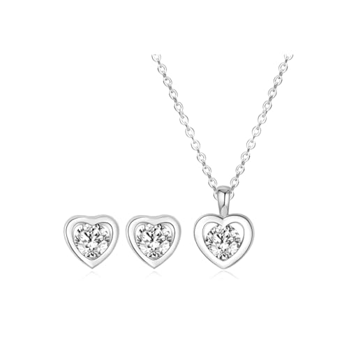 MGJ™ Swarovski Kristall Herz Anhänger & Ohrringe Set für Damen | Hypoallergenes Schmuckgeschenk | Erhältlich in Silber und Roségold | Wird in hochwertiger weißer Geschenkbox und Tasche geliefert von Mia Grace Jewellery