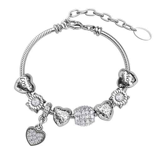 MGJ™ Verstellbares Damenarmband mit Herzanhänger und Swarovski-Kristallen | Präsentiert in einer festlichen weißen Geschenkbox, einem Beutel und einer Weihnachtskarte | Hypoallergenes Schmuckgeschenk von Mia Grace Jewellery
