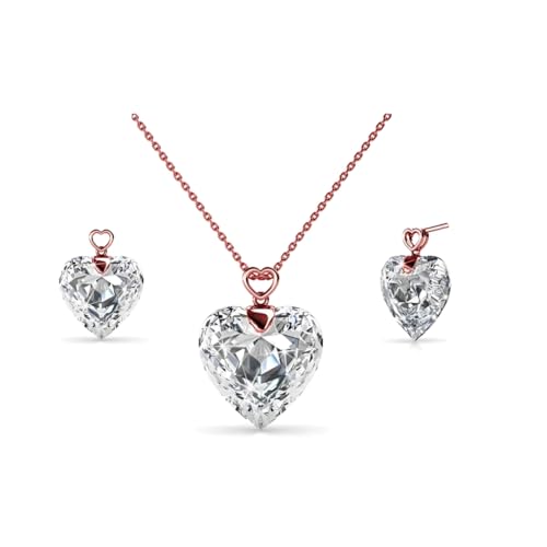MGJ™ Verstellbares Set aus Halskette und Ohrringen mit Herzanhänger und Swarovski-Kristallen für Damen – inklusive Weihnachtskarte, weißer Geschenkbox und Tasche – hypoallergenes Schmuckgeschenk von Mia Grace Jewellery