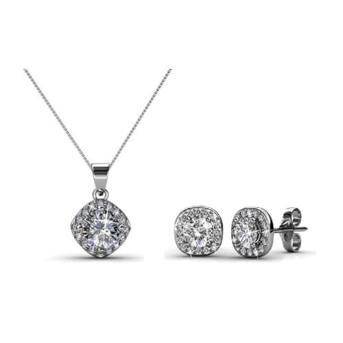 Mia Grace Jewellery MGJ™ Set mit Halskette und Ohrringen mit Swarovski-Kristallanhänger für Damen | Präsentiert in weißer Geschenkbox, Beutel und Weihnachtskarte für ein rundum festliches Geschenk von Mia Grace Jewellery