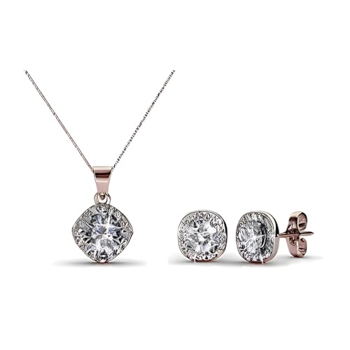 Mia Grace Jewellery MGJ™ Set mit Halskette und Ohrringen mit Swarovski-Kristallanhänger für Damen | Präsentiert in weißer Geschenkbox, Beutel und Weihnachtskarte für ein rundum festliches Geschenk von Mia Grace Jewellery
