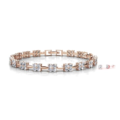 Mia Grace Jewellery MGJ™ Solitär-Armreif- und Ohrring-Set mit Swarovski-Kristallen für Damen | Wird in einer weißen Weihnachts-Knallbonbon-Verpackung für ein festliches Geschenkerlebnis geliefert von Mia Grace Jewellery