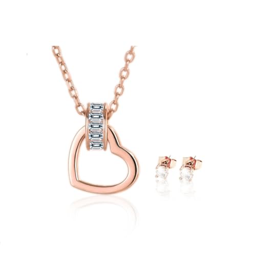 Mia Grace Jewellery MGJ™ Swarovski Kristall Herz Anhänger & Ohrringe Set für Damen | Präsentiert als White Christmas Cracker Geschenk | Hypoallergener Schmuck für Sie (Roségold) von Mia Grace Jewellery