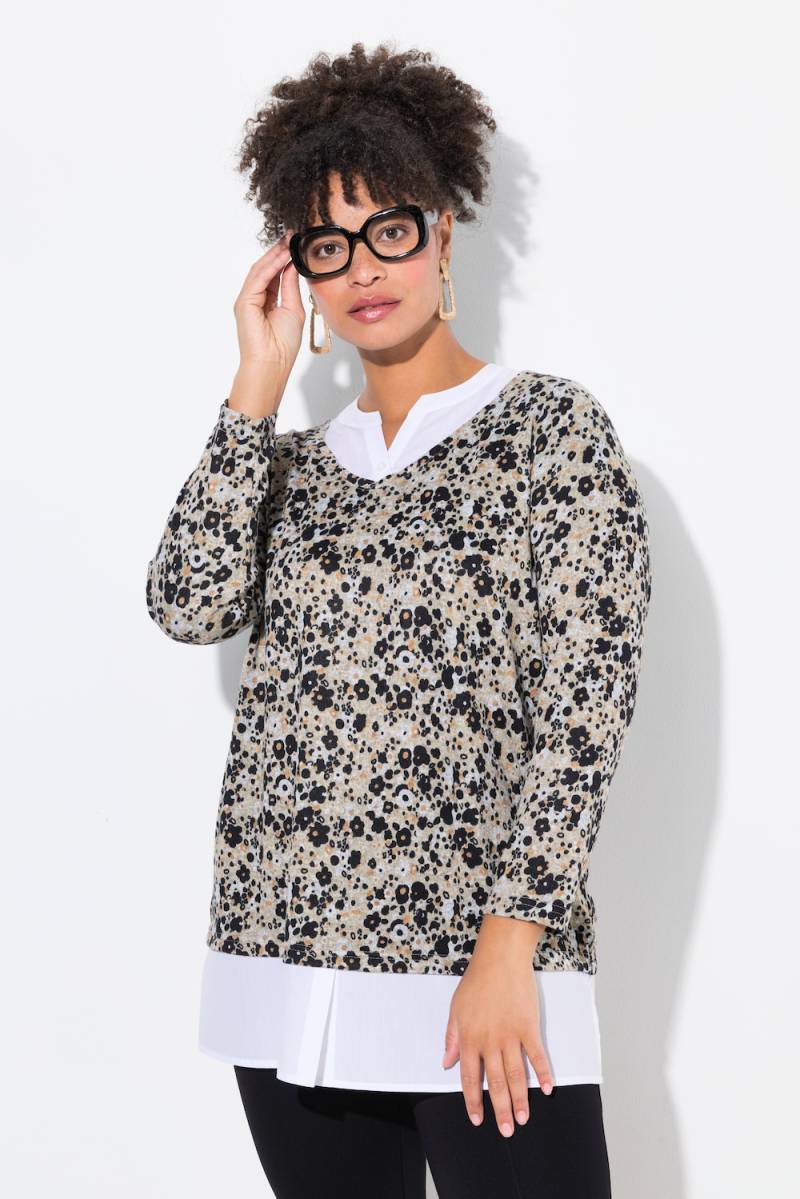 Große Größen 2-in-1-Pullover, Damen, grau, Größe: 48, Polyester/Baumwolle, Mia Moda von Mia Moda