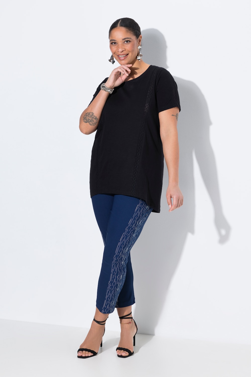 Große Größen Bengalin-Hose, Damen, blau, Größe: 48, Viskose/Synthetische Fasern, Mia Moda von Mia Moda