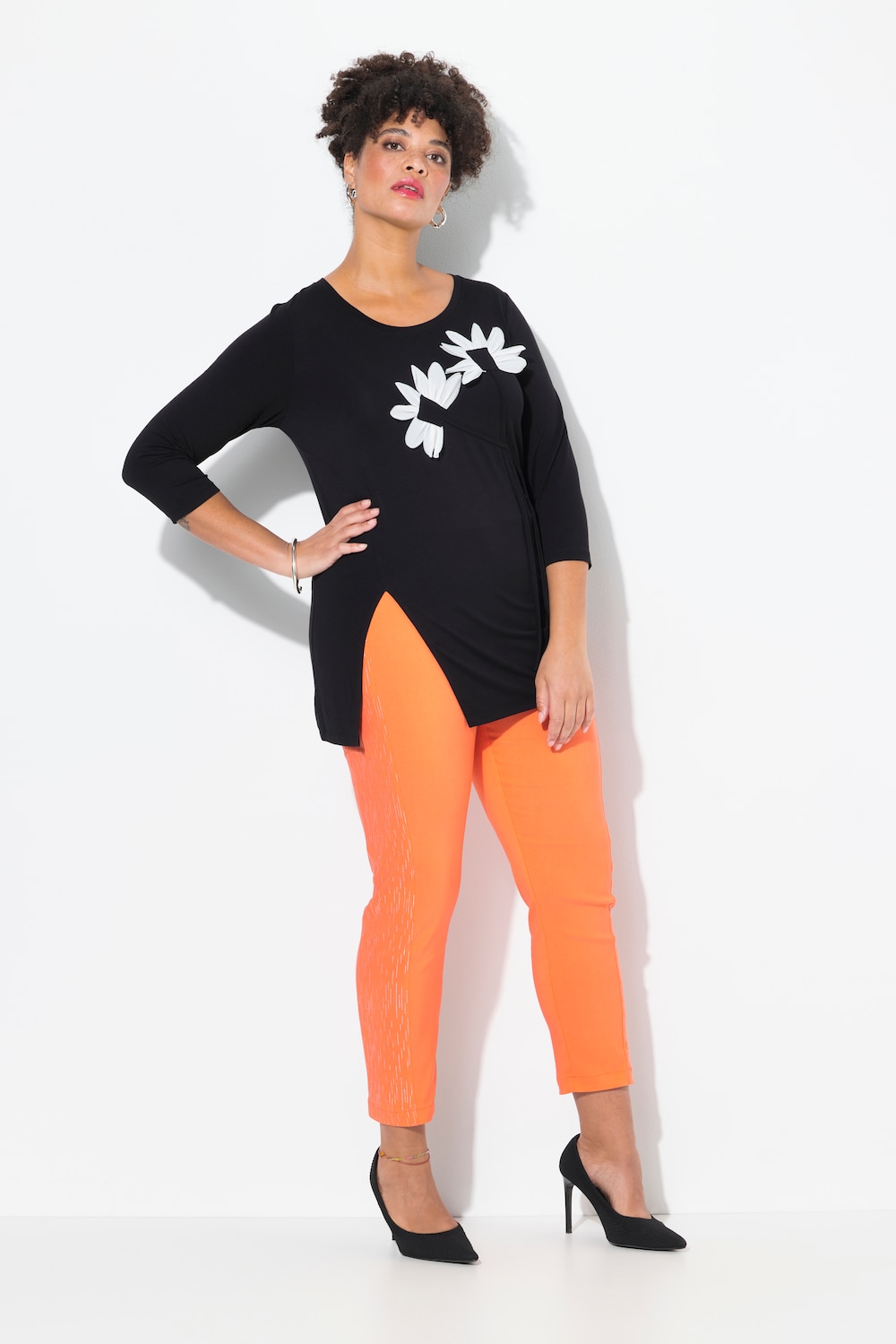 Große Größen Bengalin-Hose, Damen, orange, Größe: 50, Viskose/Synthetische Fasern, Mia Moda von Mia Moda
