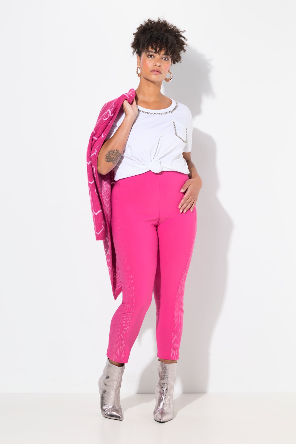 Große Größen Bengalin-Hose, Damen, rosa, Größe: 52, Viskose/Synthetische Fasern, Mia Moda von Mia Moda