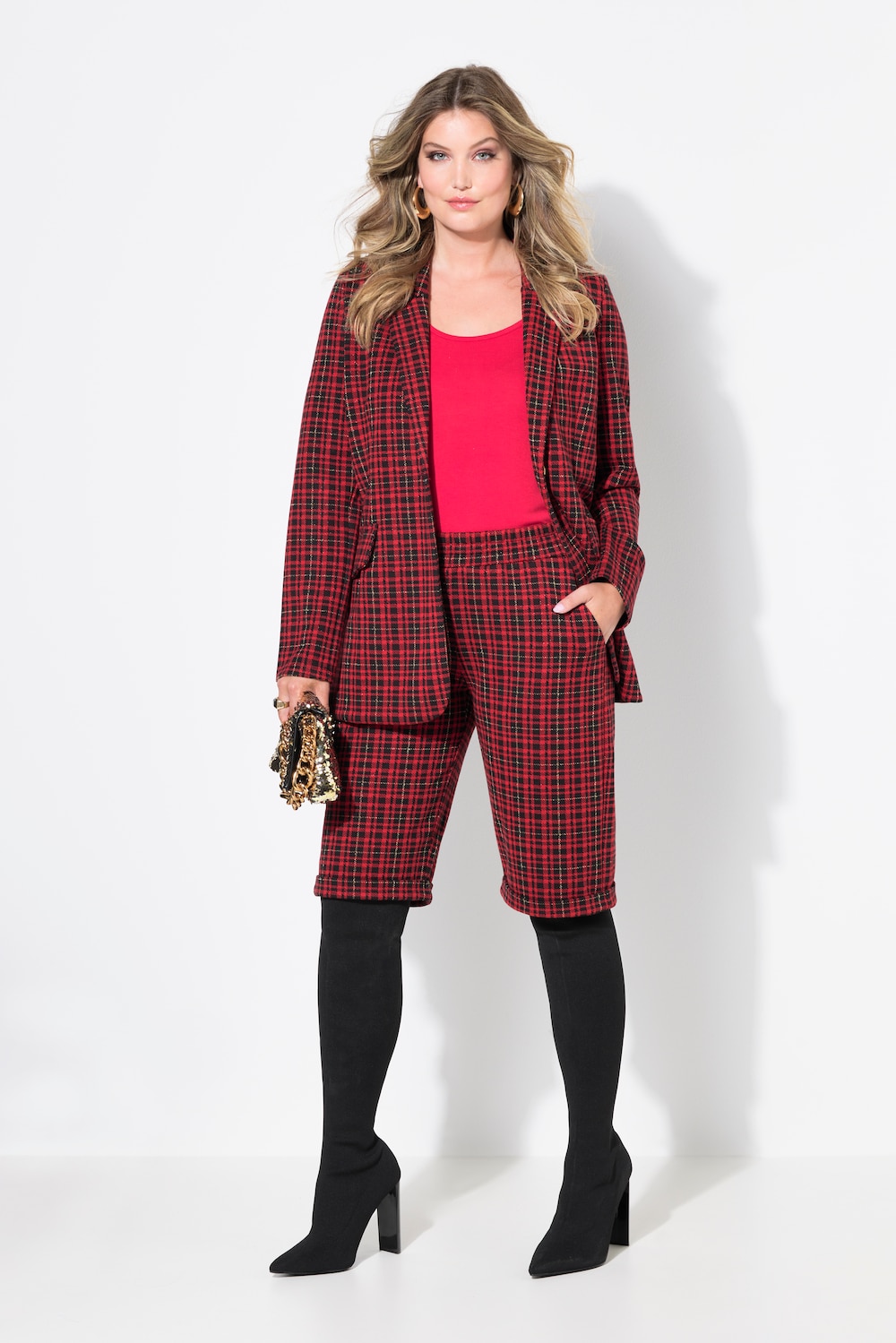Große Größen Bermuda, Damen, schwarz, Größe: 44, Polyester/Viskose/Metallische Fasern, Mia Moda von Mia Moda