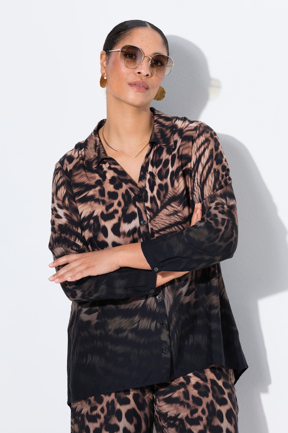 Große Größen Bluse, Damen, beige, Größe: 56, Viskose, Mia Moda von Mia Moda