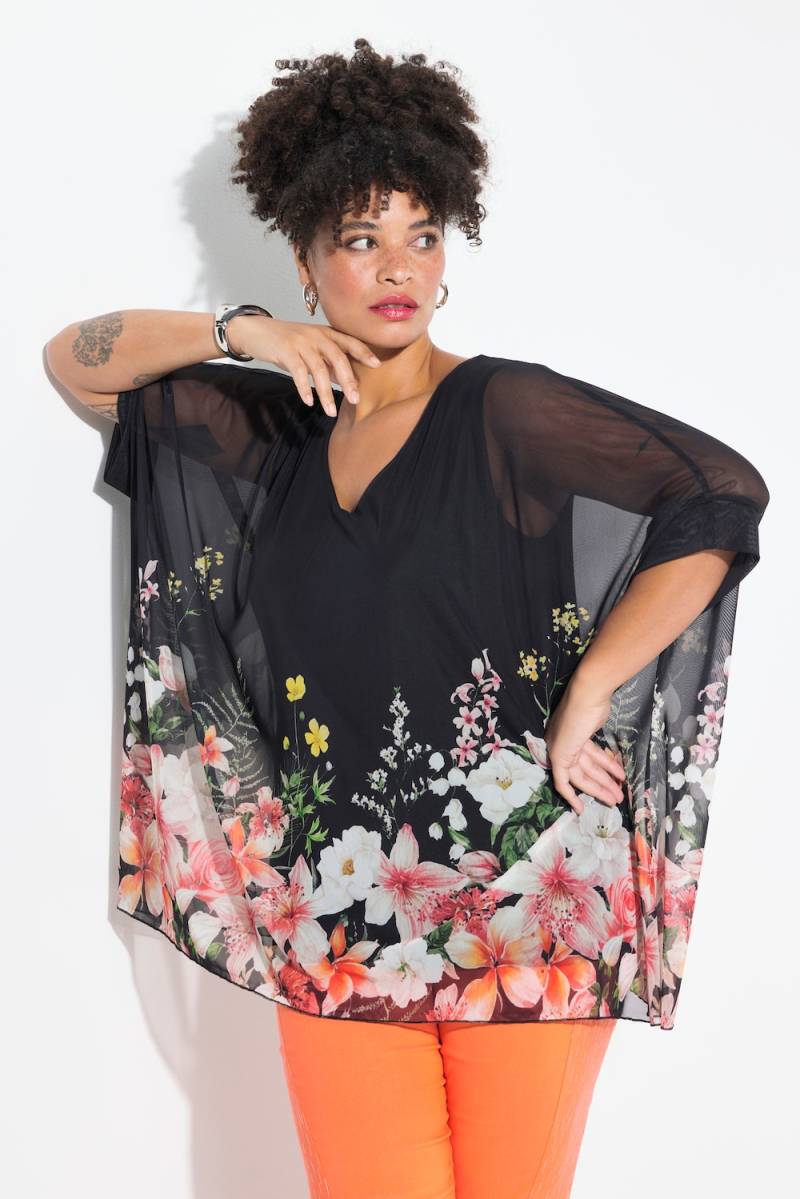 Große Größen Bluse, Damen, schwarz, Größe: 50/52, Viskose/Polyester/Elasthan, Mia Moda von Mia Moda