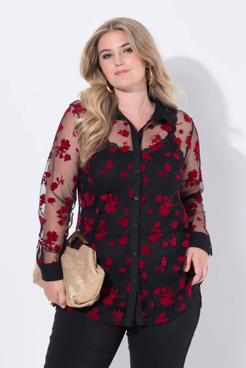 Große Größen Bluse, Damen, schwarz, Größe: 52, Polyester, Mia Moda von Mia Moda