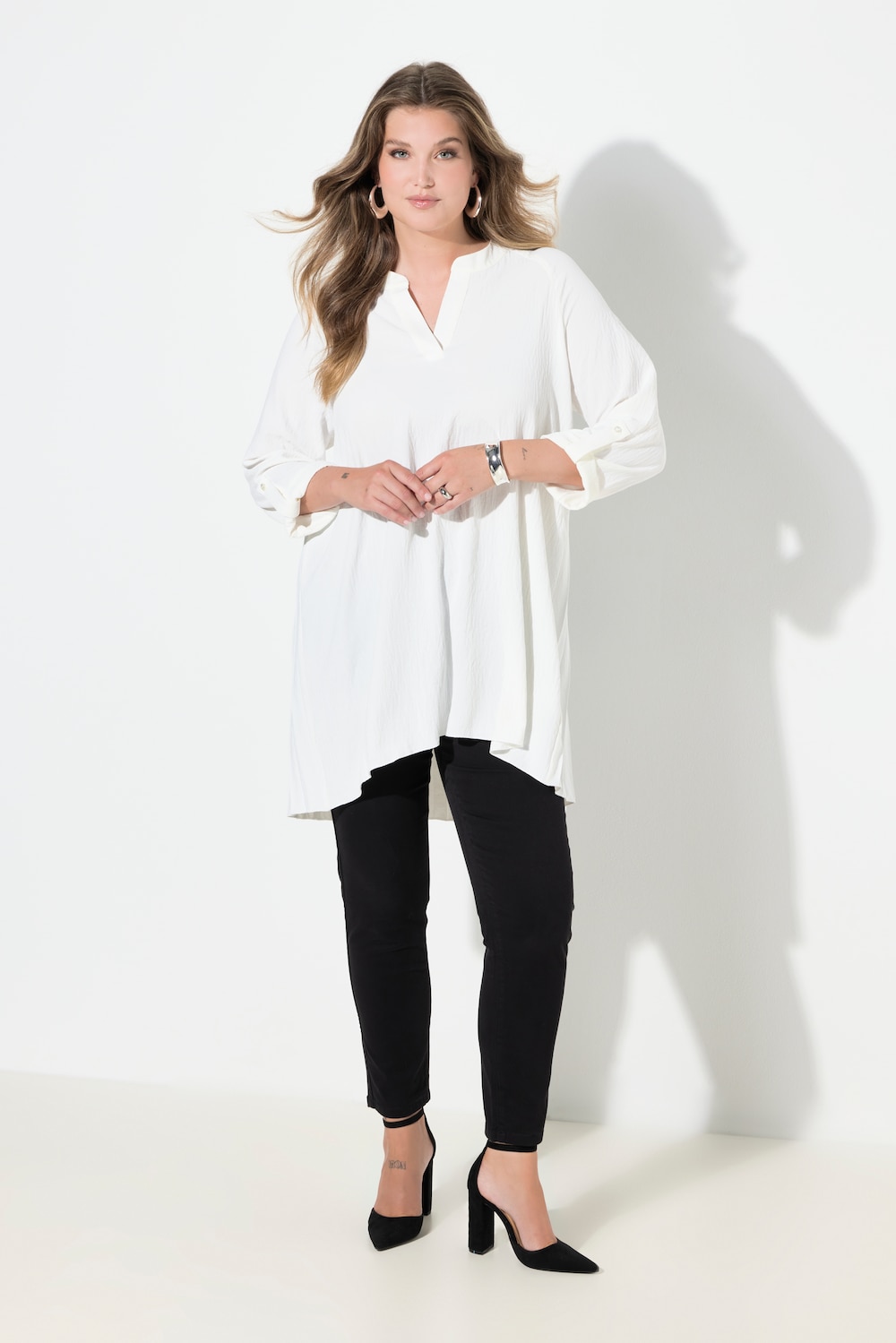 Große Größen Bluse, Damen, weiß, Größe: 52, Polyester, Mia Moda von Mia Moda