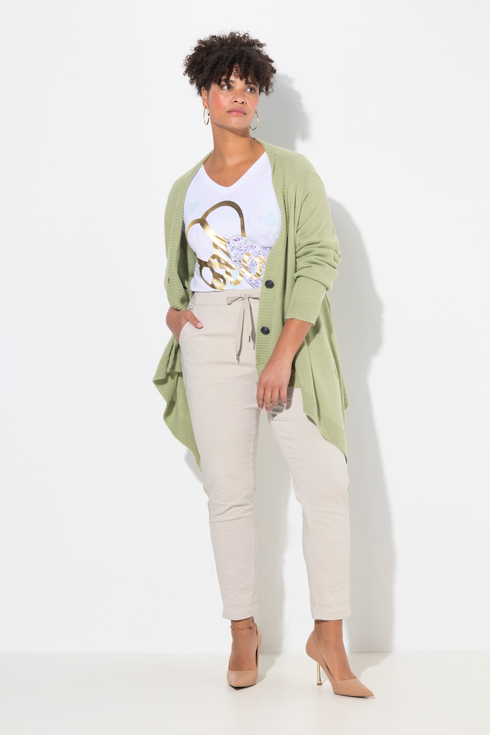 Große Größen Crinkle-Hose, Damen, grau, Größe: 50, Viskose/Synthetische Fasern, Mia Moda von Mia Moda