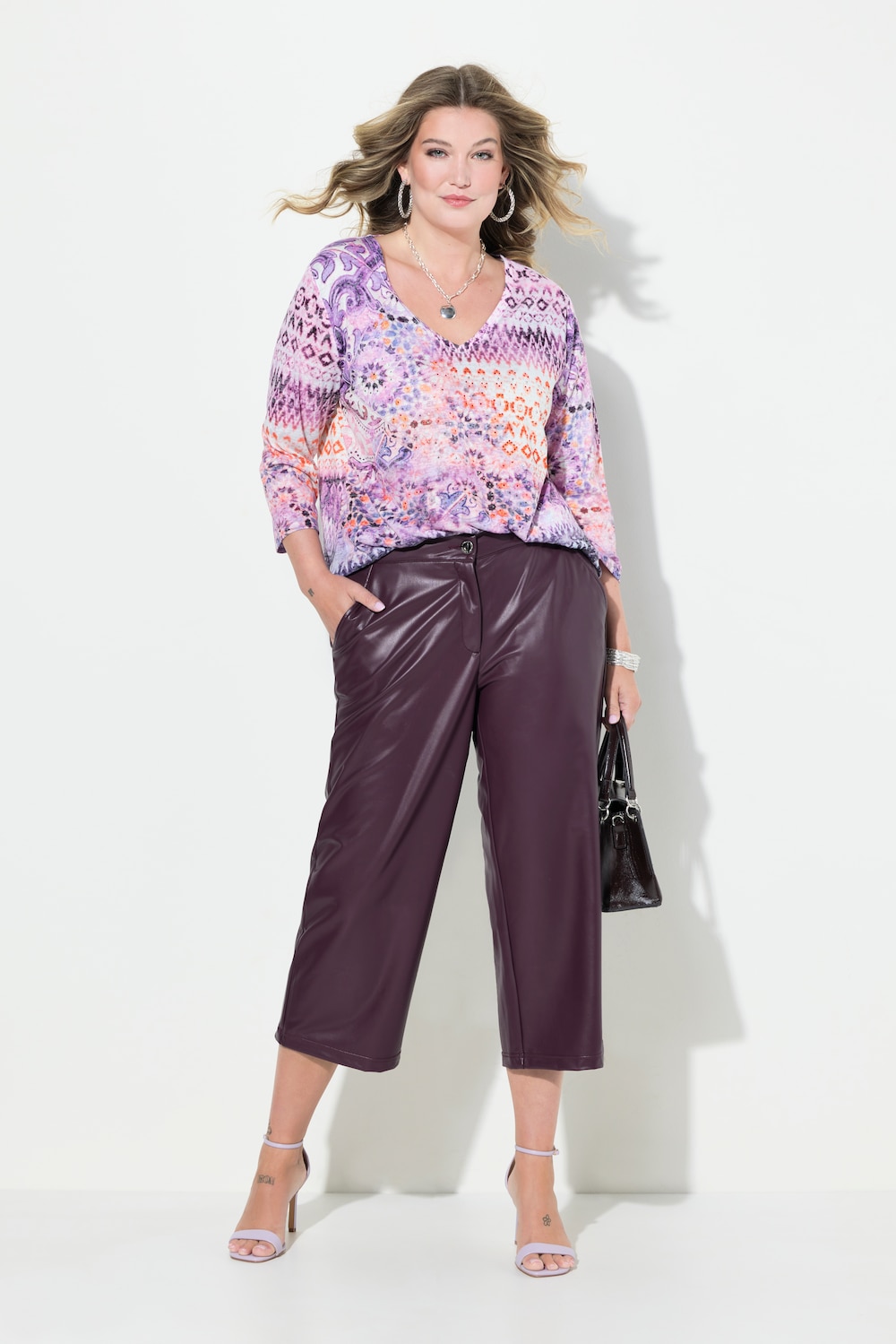 Große Größen Culotte, Damen, lila, Größe: 54, Synthetische Fasern/Polyester, Mia Moda von Mia Moda