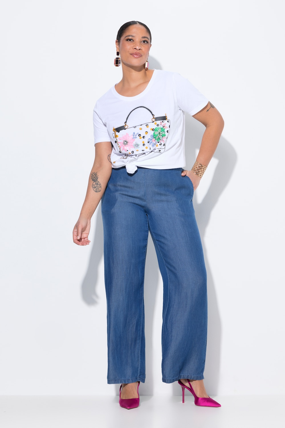 Große Größen Hose, Damen, blau, Größe: 46, Synthetische Fasern, Mia Moda von Mia Moda