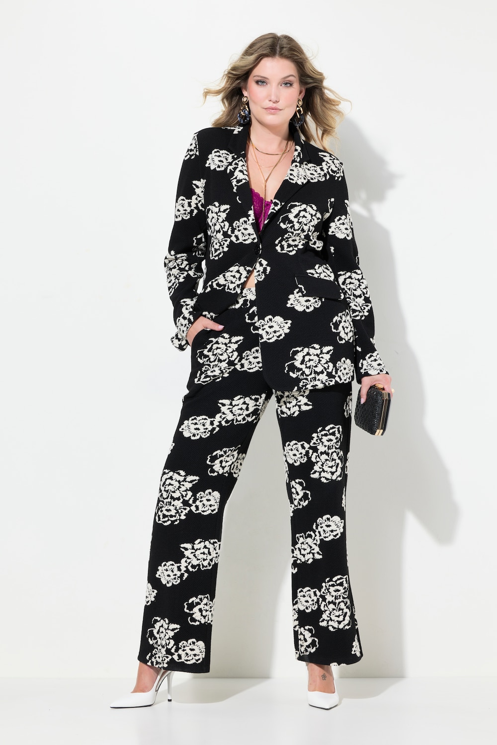 Große Größen Hose, Damen, schwarz, Größe: 46, Polyester/Baumwolle/Viskose, Mia Moda von Mia Moda