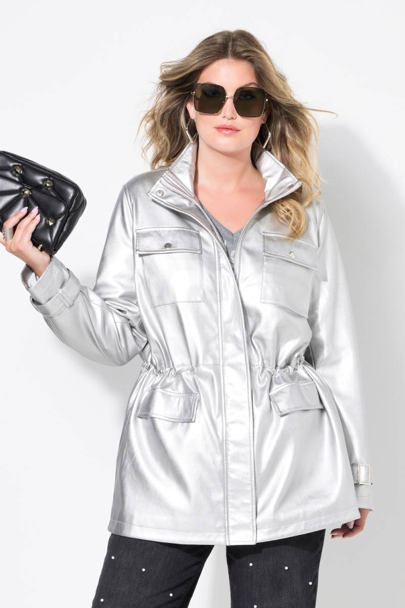 Große Größen Jacke, Damen, grau, Größe: 48, Polyester/Synthetische Fasern, Mia Moda von Mia Moda