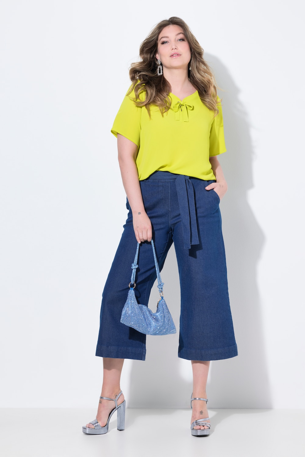 Große Größen Jeans-Culotte, Damen, blau, Größe: 58, Baumwolle/Polyester, Mia Moda von Mia Moda