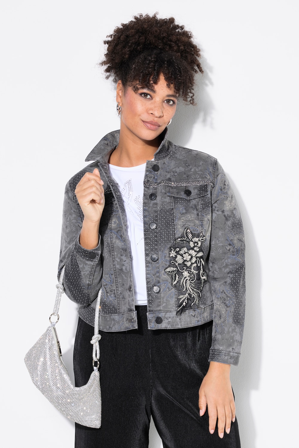 Große Größen Jeansjacke, Damen, schwarz, Größe: 56, Baumwolle/Polyester, Mia Moda Große Größen Jeansjacke, Damen, schwarz, Größe: 56, Baumwolle/Polyester, Mia Moda von Mia Moda