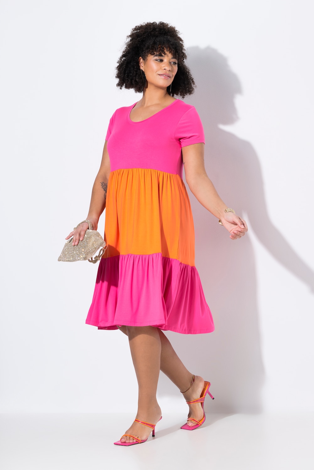 Große Größen Jerseykleid, Damen, rosa, Größe: 44, Viskose, Mia Moda von Mia Moda