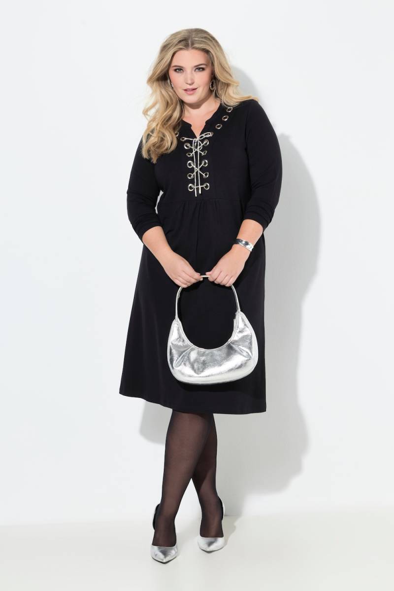 Große Größen Jerseykleid, Damen, schwarz, Größe: 52, Baumwolle/Synthetische Fasern, Mia Moda von Mia Moda