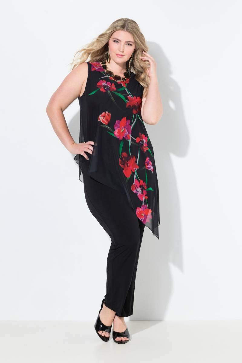 Große Größen Jumpsuit, Damen, schwarz, Größe: 60, Polyester/Elasthan, Mia Moda von Mia Moda