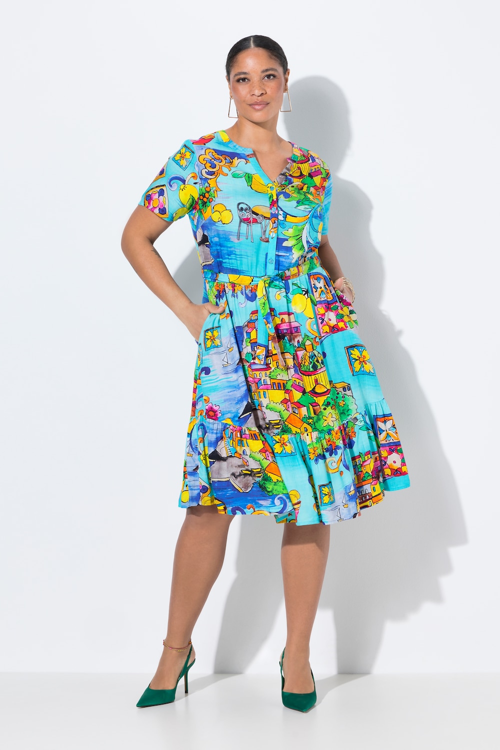 Große Größen Kleid, Damen, türkis, Größe: 60, Viskose, Mia Moda von Mia Moda