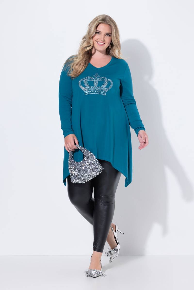 Große Größen Langarmshirt, Damen, blau, Größe: 54, Baumwolle, Mia Moda von Mia Moda