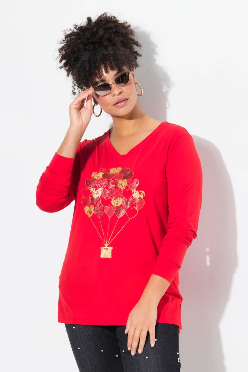 Große Größen Langarmshirt, Damen, rot, Größe: 52, Viskose, Mia Moda von Mia Moda