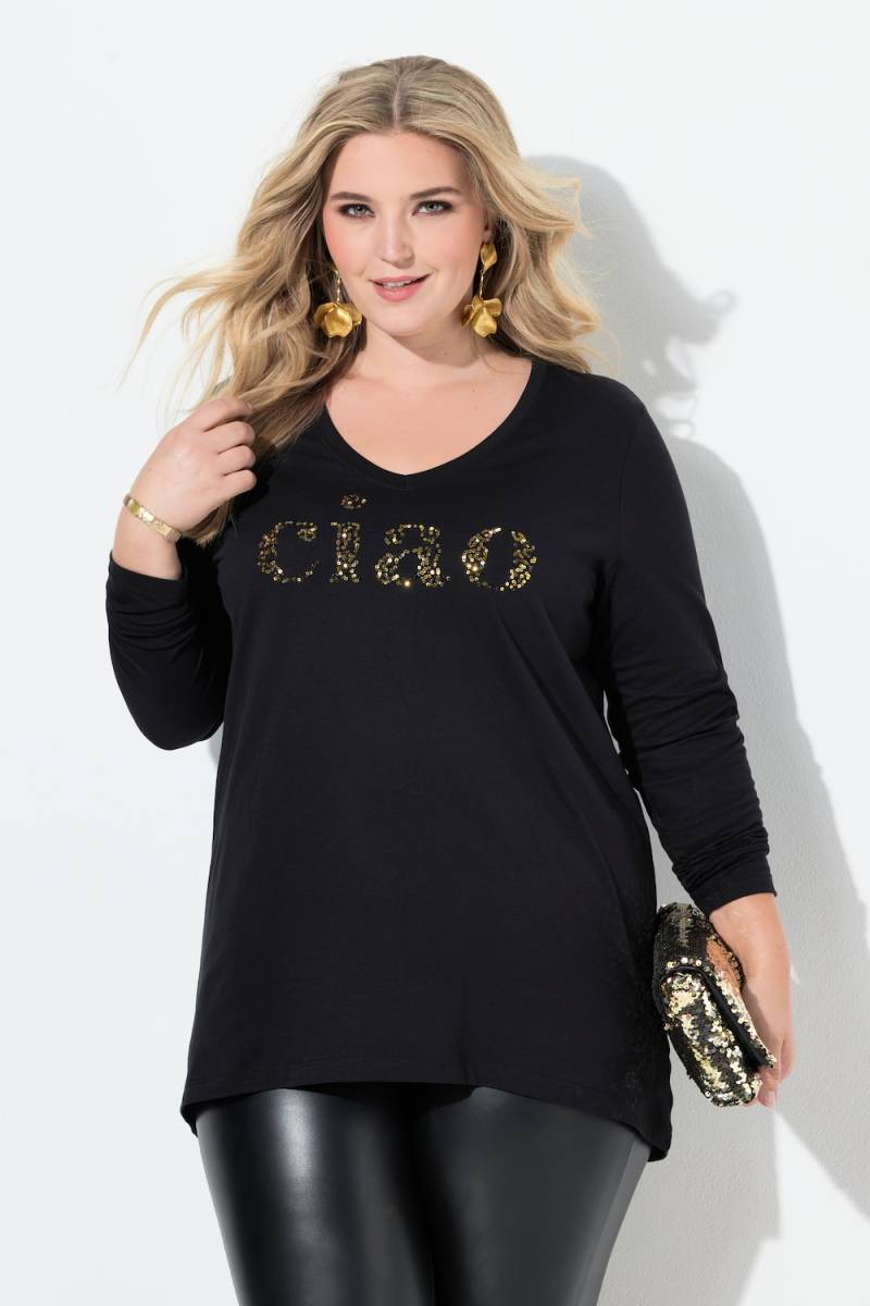 Große Größen Langarmshirt, Damen, schwarz, Größe: 44, Baumwolle, Mia Moda von Mia Moda