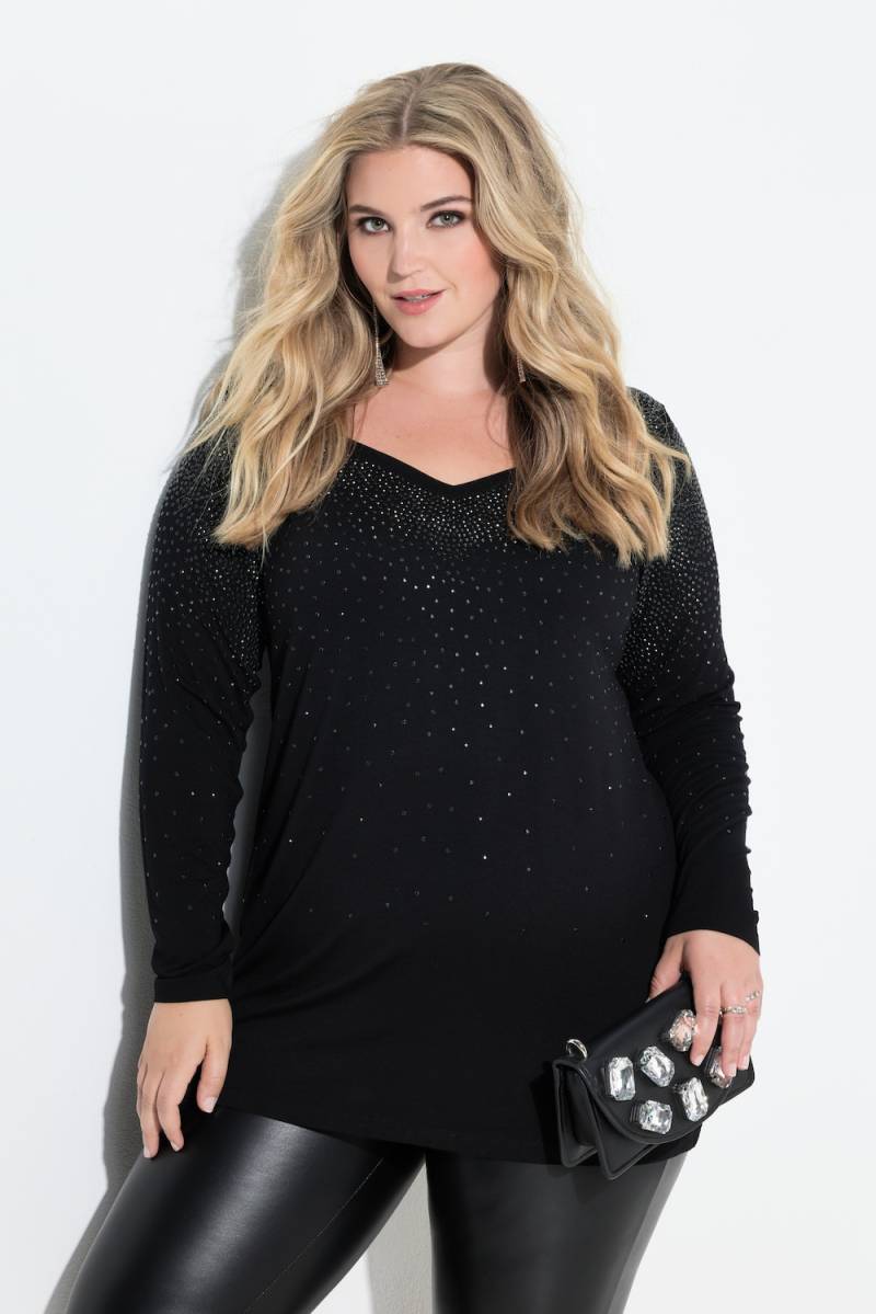 Große Größen Langarmshirt, Damen, schwarz, Größe: 44, Viskose, Mia Moda von Mia Moda