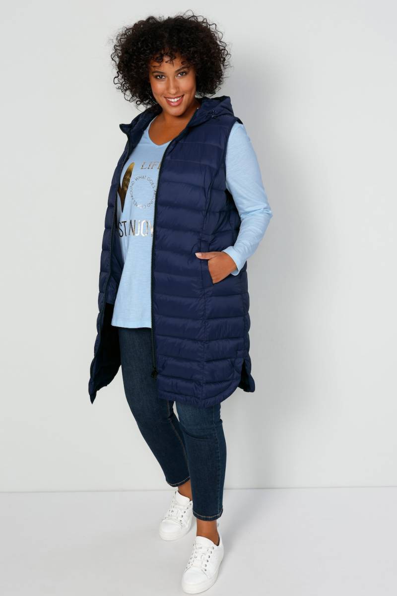 Große Größen Long-Steppweste, Damen, blau, Größe: 44, Synthetische Fasern, Mia Moda von Mia Moda
