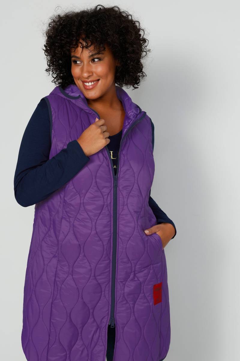 Große Größen Long-Steppweste, Damen, lila, Größe: 44, Polyester/Synthetische Fasern, Mia Moda von Mia Moda
