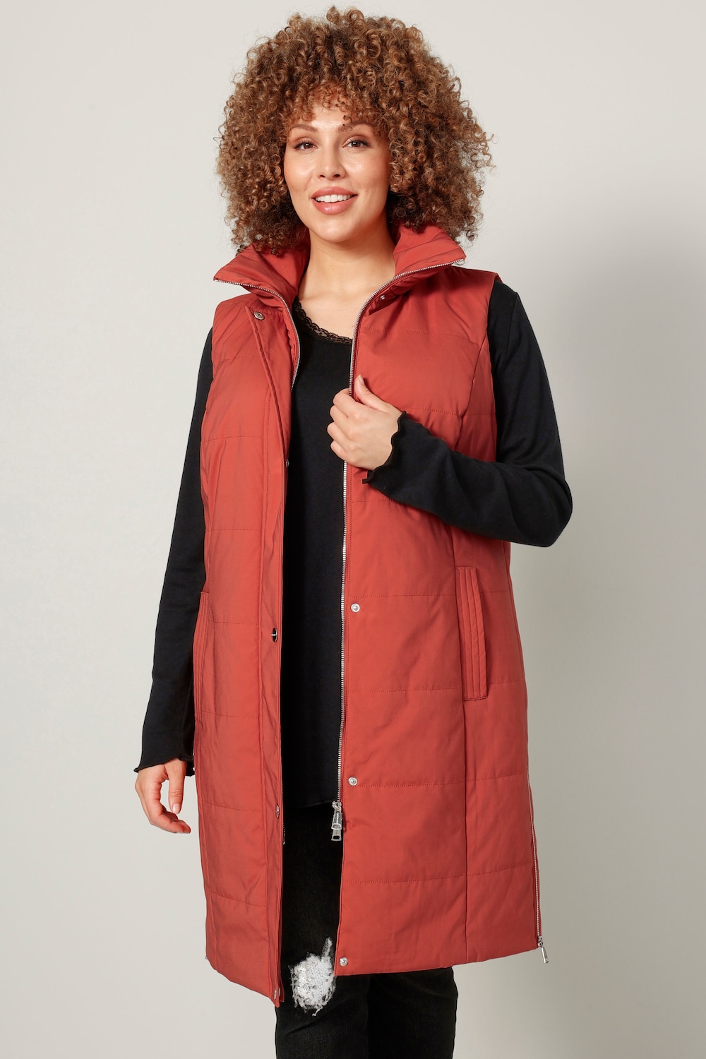 Große Größen Long-Steppweste, Damen, orange, Größe: 58, Polyester, Mia Moda Große Größen Long-Steppweste, Damen, orange, Größe: 58, Polyester, Mia Moda von Mia Moda