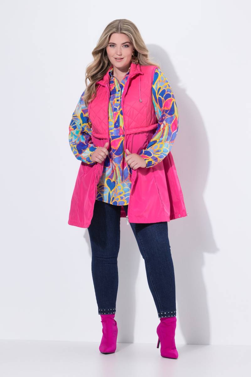 Große Größen Long-Steppweste, Damen, rosa, Größe: 52, Polyester/Synthetische Fasern, Mia Moda von Mia Moda