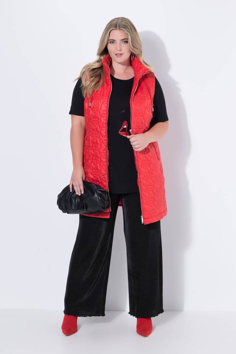 Große Größen Long-Steppweste, Damen, rot, Größe: 46, Polyester/Synthetische Fasern, Mia Moda von Mia Moda