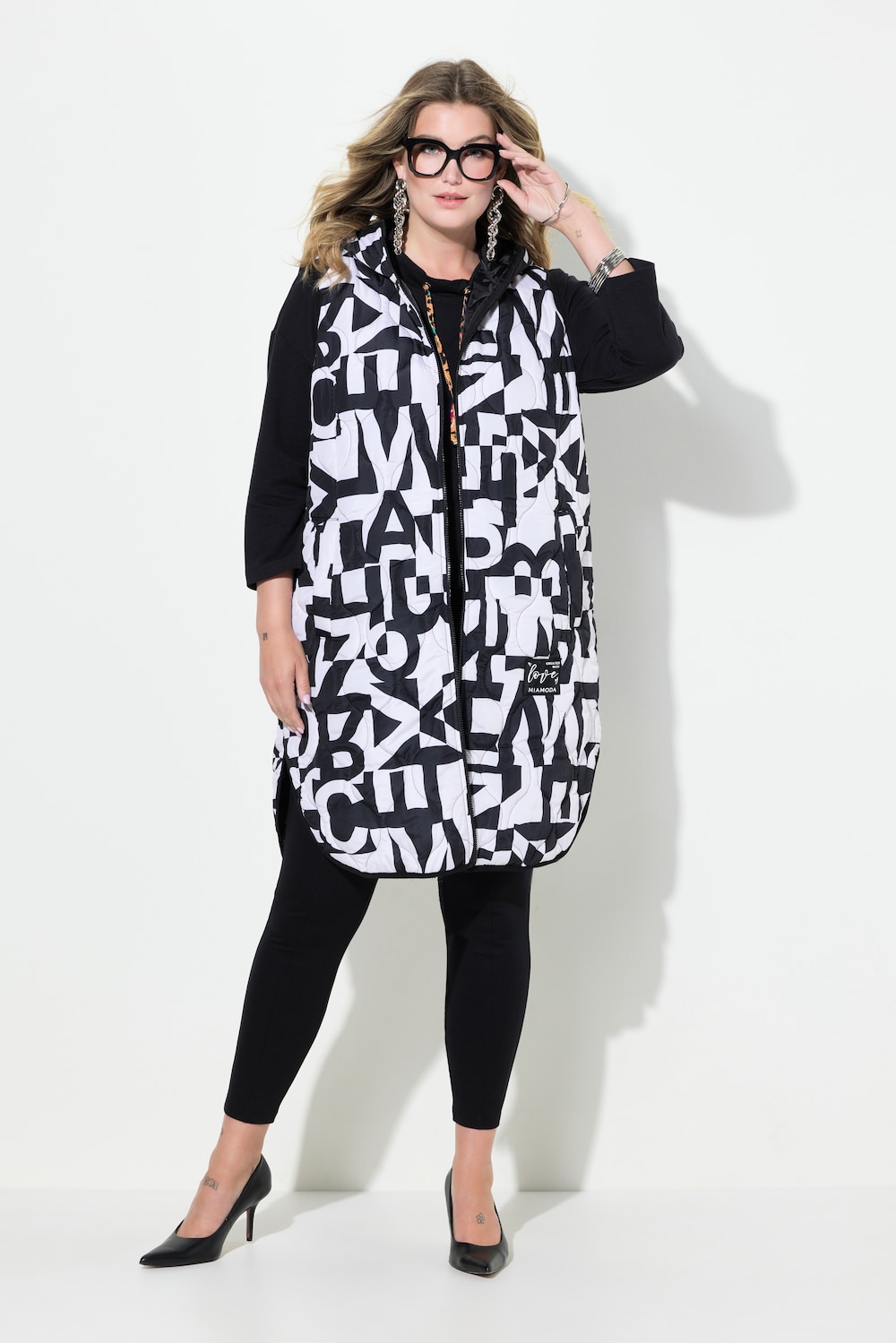 Große Größen Long-Steppweste, Damen, schwarz, Größe: 50, Polyester, Mia Moda Große Größen Long-Steppweste, Damen, schwarz, Größe: 50, Polyester, Mia Moda von Mia Moda
