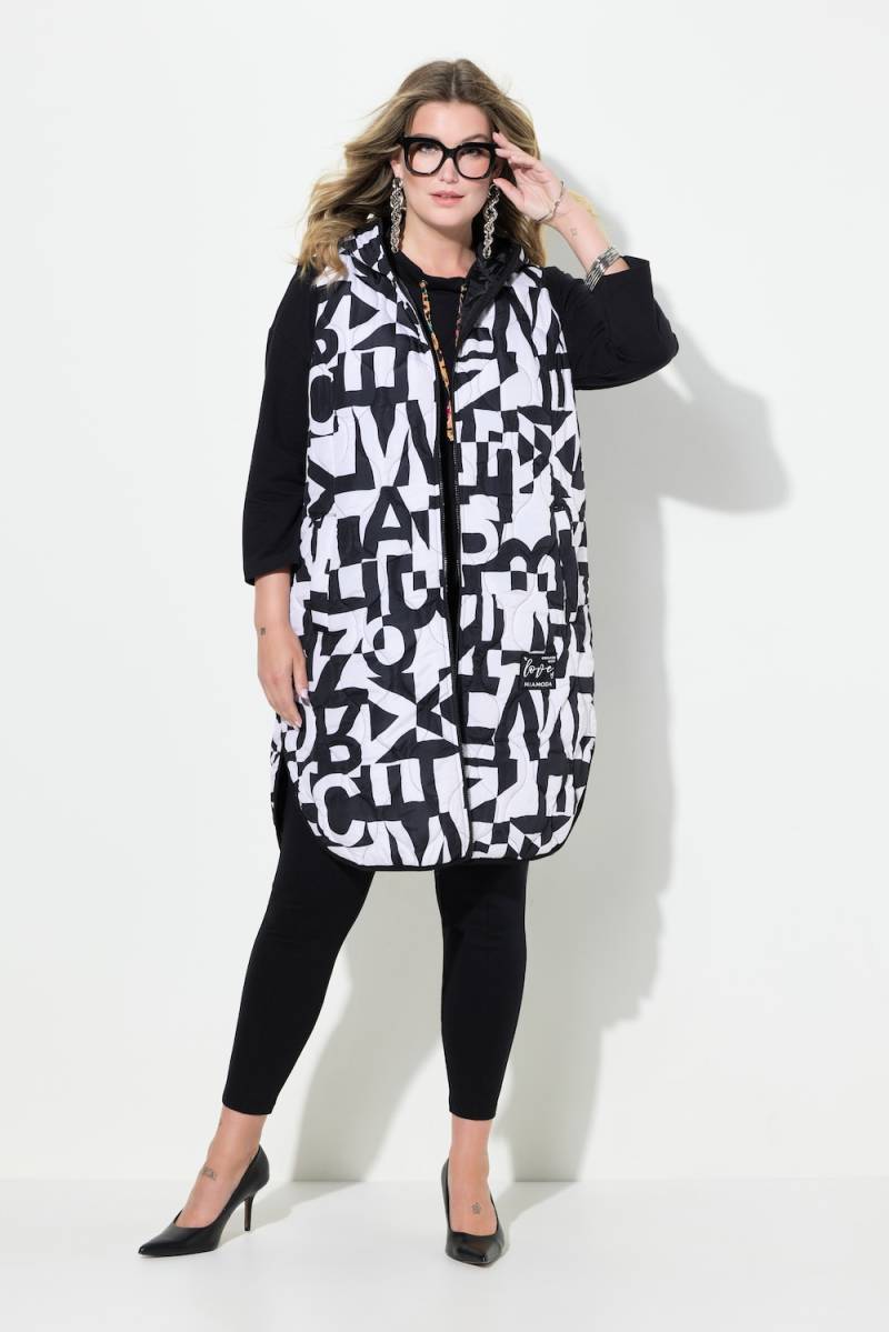 Große Größen Long-Steppweste, Damen, schwarz, Größe: 50, Polyester, Mia Moda von Mia Moda