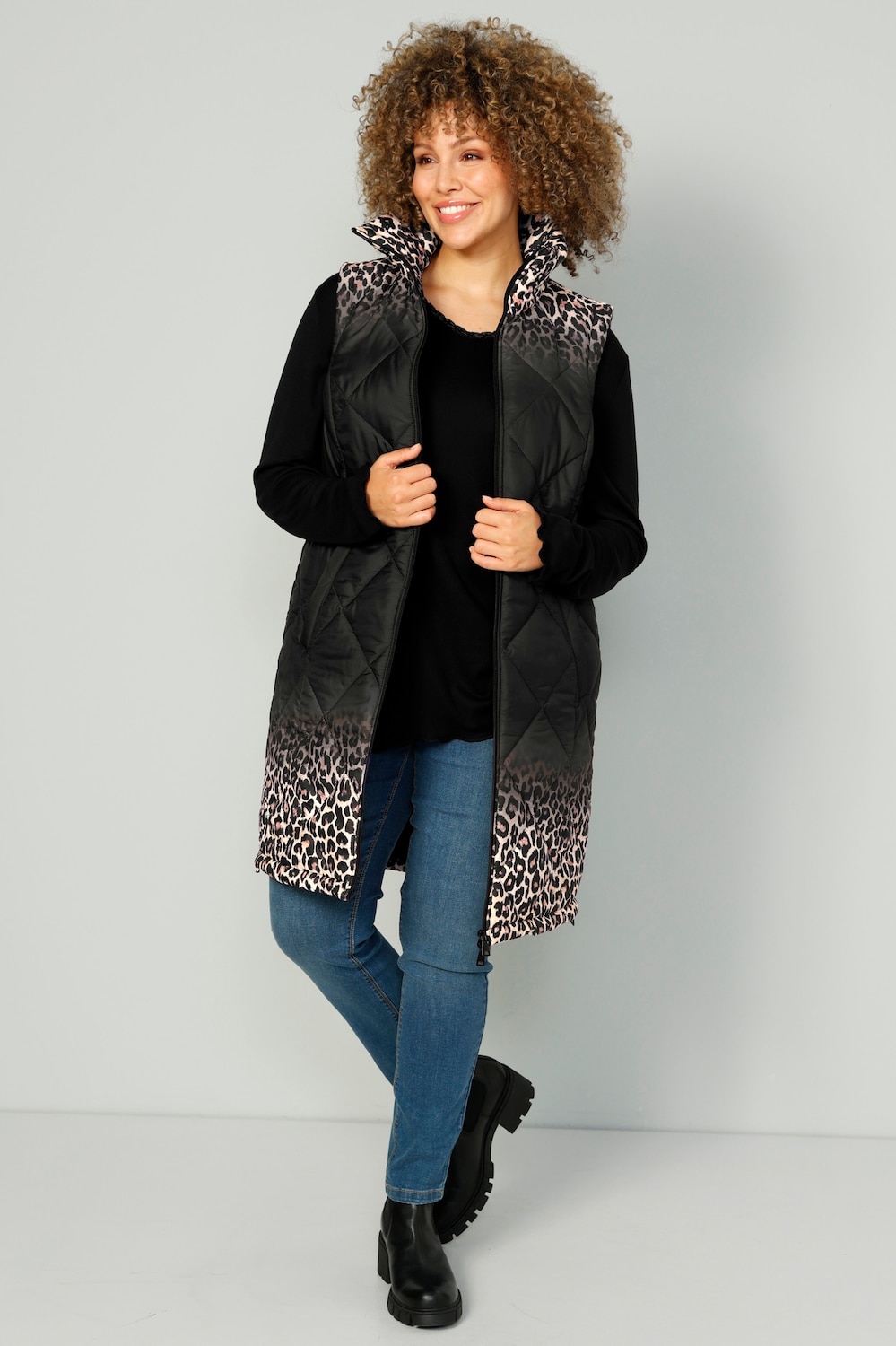 Große Größen Long-Steppweste, Damen, schwarz, Größe: 56, Polyester, Mia Moda Große Größen Long-Steppweste, Damen, schwarz, Größe: 56, Polyester, Mia Moda von Mia Moda