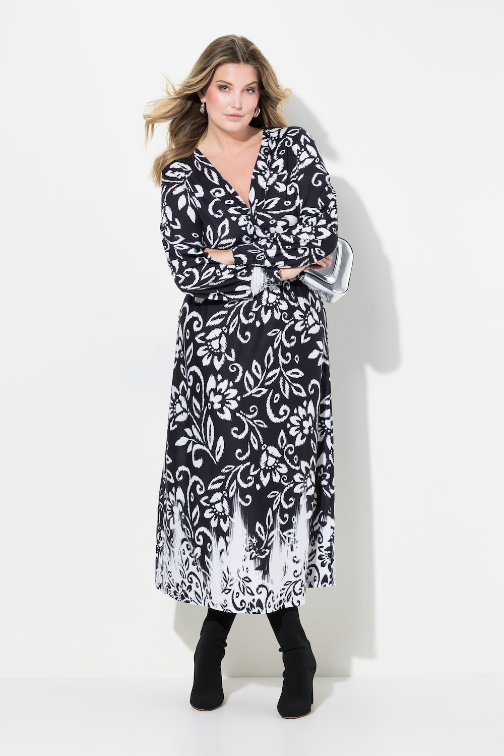 Große Größen Maxikleid, Damen, schwarz, Größe: 56, Polyester, Mia Moda von Mia Moda