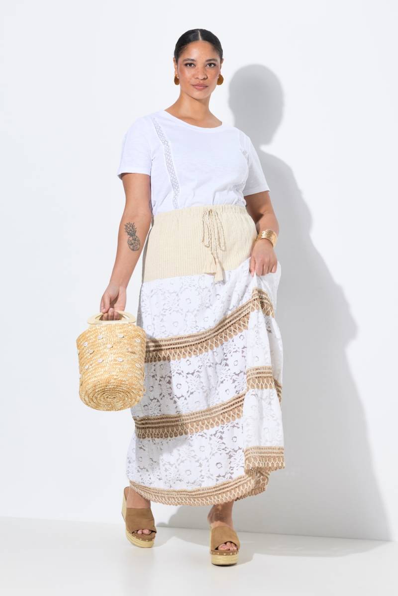 Große Größen Maxirock, Damen, weiß, Größe: 58, Baumwolle, Mia Moda von Mia Moda