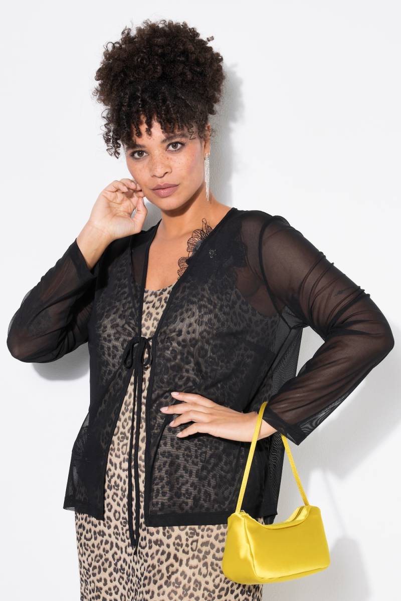 Große Größen Mesh-Jacke, Damen, schwarz, Größe: 56, Polyester/Elasthan, Mia Moda von Mia Moda